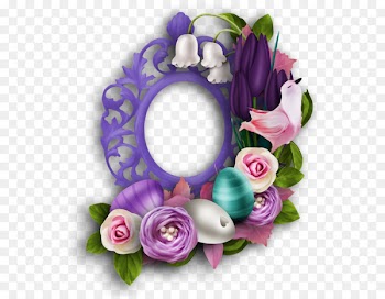 Easter Bunny Clip art - Decorative purple flowers frame material Free Birds pull 