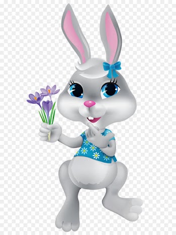 Easter Bunny Clip art - Easter Bunny with Crocuses PNG Clipart Picture 