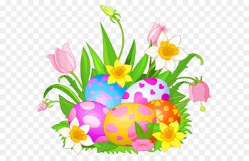 Easter Bunny Clip art - Easter Eggs and Flowers PNG Clipart Picture 