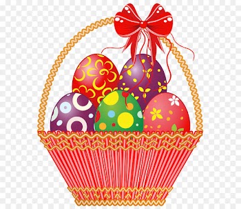 Easter Bunny Clip art - Easter Red Basket with Eggs PNG Clipart Picture 