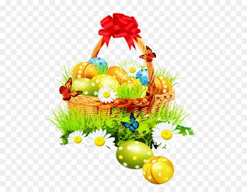 Easter Bunny Easter basket Clip art - Beautiful Easter Basket with Red Ribbon 