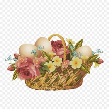 Easter Bunny Easter basket Clip art - Vector Hand-painted Easter Decorative Flower Basket 