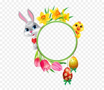 Easter Bunny Easter egg Clip art - Easter Bunny and Chicken with Round Frame Transparent Clipart 
