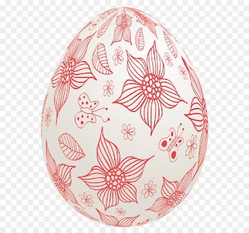 Easter Bunny Easter egg Clip art - Easter White Egg with Red Flowers PNG Clipart Picture 