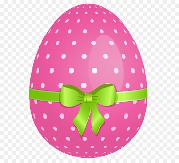 Easter Bunny Easter egg Clip art - Pink Dotted Easter Egg with Green Bow PNG Clipart 