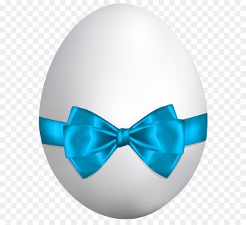 Easter Bunny Easter egg Clip art - White Easter Egg with Blue Bow PNG Clip Art Image 