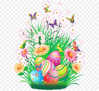 Easter Bunny Easter egg Easter basket Clip art - Transparent Easter Decor with Eggs and Grass PNG Clipart Picture 