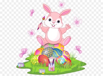 Easter Bunny Easter egg - Easter Bunny with Eggs and Grass PNG Clipart Picture 