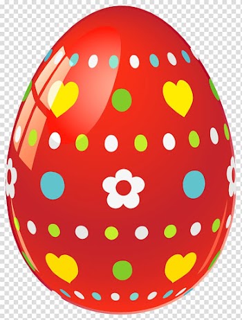 Easter Bunny Easter egg Egg decorating , Red Easter Egg with Flowers and Hearts , red floral and hearts egg transparent background PNG clipart