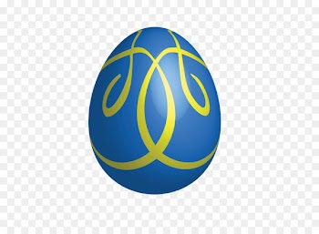Easter Bunny Easter egg Euclidean vector Clip art - Large Blue Easter Egg With Yellow Ornaments 