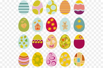 Easter Bunny Easter egg Pattern - Vector flat colored eggs 