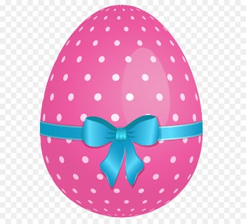 Easter Bunny Easter egg Pink Clip art - Pink Dotted Easter Egg with Blue Bow PNG Clipart 