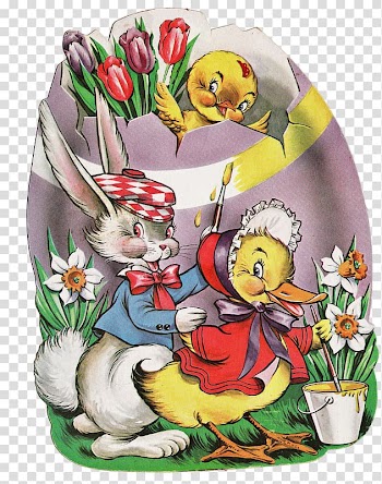 Easter Bunny Easter postcard Egg decorating, watercolor bunny transparent background PNG clipart