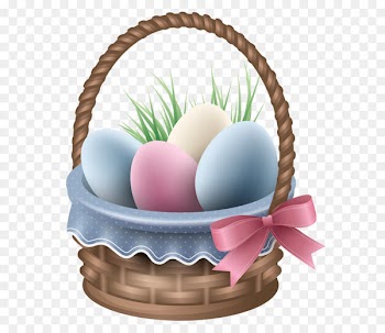 Easter Bunny Egg in the basket - Transparent Easter Basket and Grass PNG Clipart Picture 