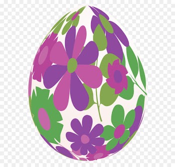 Easter Bunny Flower Clip art - Easter White Egg with Purple Flowers PNG Clipart Picture 