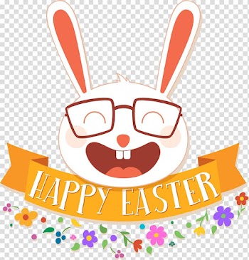 Easter Bunny Greeting & Note Cards Easter postcard, Laughed white rabbit transparent background PNG clipart