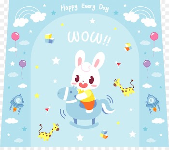 Easter Bunny Illustration Clip art Greeting & Note Cards Bird - cartoon fence 