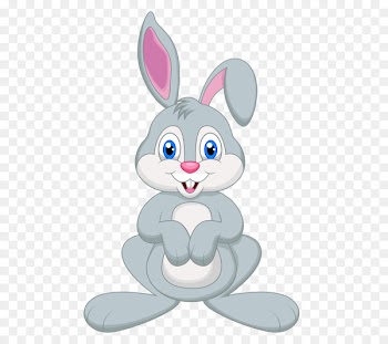 Easter Bunny Rabbit Cartoon Illustration - Grey small rabbit 