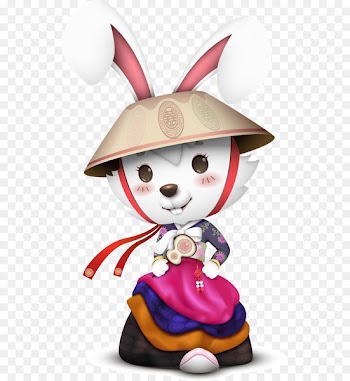 Easter Bunny Rabbit Cartoon Illustration - Hand-painted cartoon bunny cute clothes 