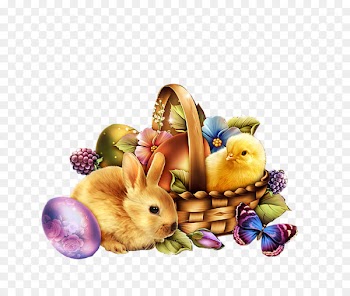 Easter Bunny Rabbit Clip art - Bunny chick egg basket to pull material Free 