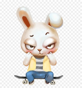 Easter Bunny Rabbit Download - Shy rabbit sitting on a skateboard 