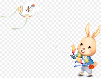 Easter Bunny Rabbit Drawing Cartoon - hand drawn cute cartoon rabbit fly a kite 