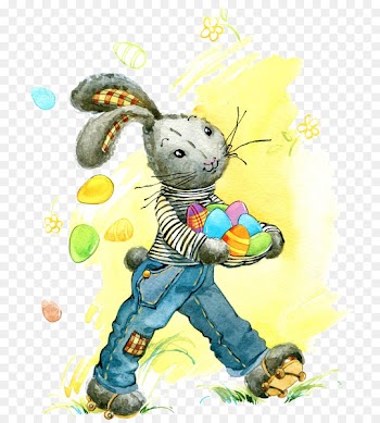 Easter Bunny Rabbit Hare Cartoon Illustration - Bunny holding egg 