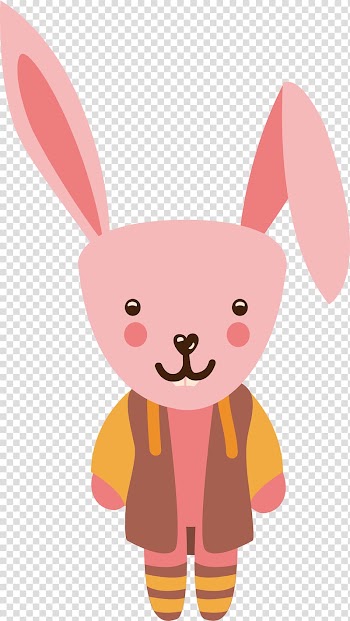 Easter Bunny Rabbit Illustration, Pink cute little rabbit transparent background PNG clipart
