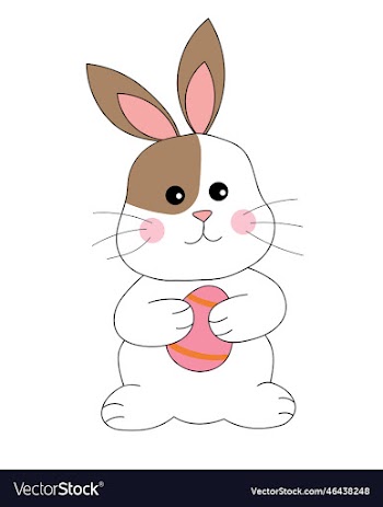 easter bunny rabbit with a pink egg in its paws