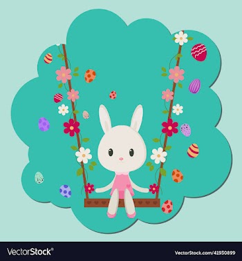 easter bunny swing with egg background flat design