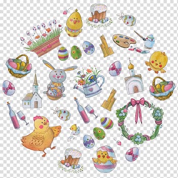 Easter Bunny Watercolor painting Illustration, Easter eggs transparent background PNG clipart