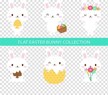 Easter Bunny White Rabbit European rabbit , Six white rabbits transparent background PNG clipart