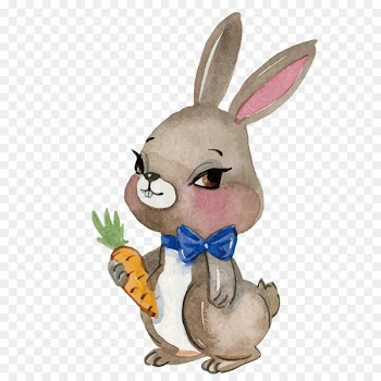 Easter Bunny White Rabbit Watercolor painting Drawing - Carrot rabbit 