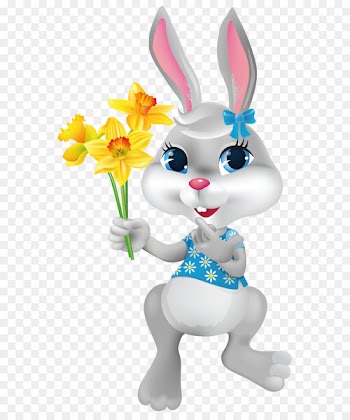 Easter Bunny with Daffodils PNG Clipart Picture 
