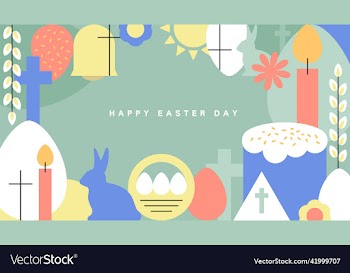 easter card postcard egg cross rabbit basket