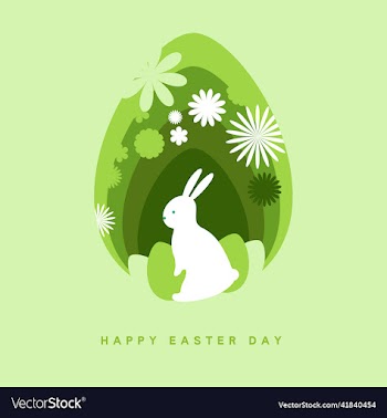 easter card postcard with rabbit egg flowers