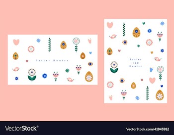 easter card postcard with rabbit egg flowers