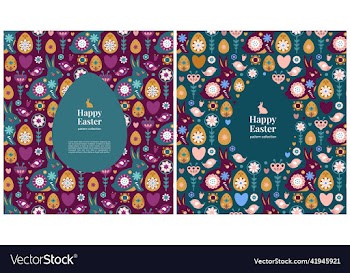 easter card postcard with rabbit egg flowers