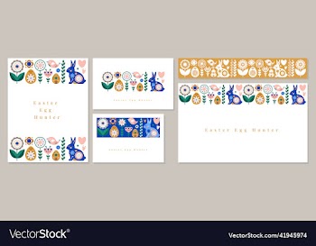 easter card postcard with rabbit egg flowers