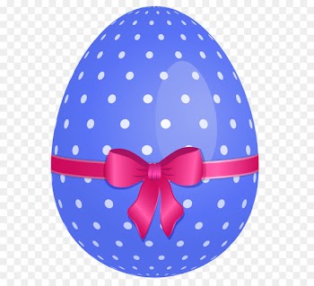 Easter egg - Blue Dotted Easter Egg with Pink Bow PNG Clipart 