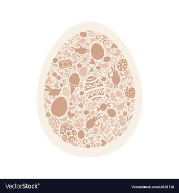  					Easter Egg Card of Beige Objects on White vector image														