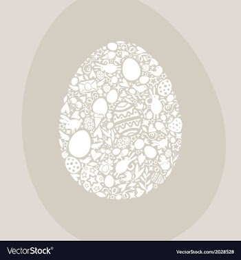  					Easter Egg Card of White Objects on Beige vector image														