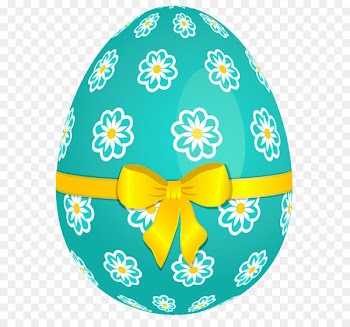 Easter egg Easter basket Clip art - Sky Blue Easter Egg with Flowers and Yellow Bow PNG Picture 