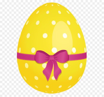 Easter egg Easter basket Clip art - Yellow Dotted Easter Egg with Pink Bow PNG Clipart 