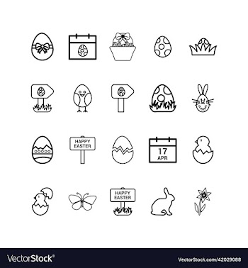 easter egg flat outline icon set on white