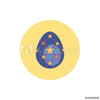 easter egg painted with stars block style