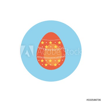easter egg painted with stars block style