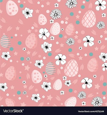 easter egg pattern with flowers background pink