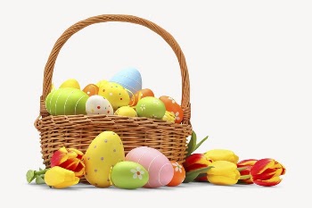 Easter eggs basket collage element | Free PSD - rawpixel