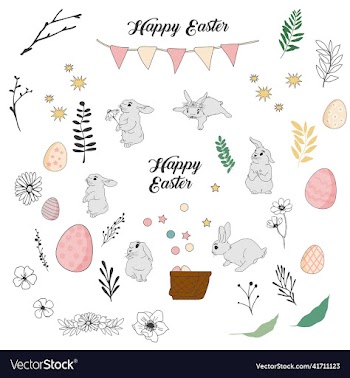 easter fun bunny and decorative clip art